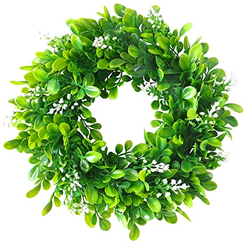 SOMYTING Corona Artificial de Eucalipto Verde Corona de Puerta 30cm Artificial Blanca Corona Primavera de Pared Corona de Plástico Decoración para Exterior Fiesta Jardín Pared