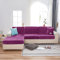 YOPOIY Samt-Stretch-Couchkissenbezug, Plüschkissen Schonbezug für Stuhl Loveseat Sofa Möbelschutz Sitzkissen mit elastischer Unterseite -Lila-Chaiselongue