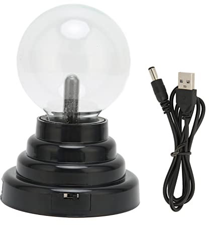 Elprico Plasmalampe, Elektrostatisches Nachtlicht, Plasmakugel, Lichtempfindliche Neutralisation, Dekorative Statische Beleuchtung, Kugellampe für Heimparty(3-Zoll-Akku und USB-Dual-Use)
