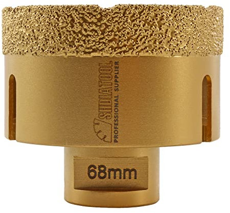 SHDIATOOL Foret à noyau diamanté, diamètre de scie cloche 68 mm M14 Filetage brasé sous vide pour céramique porcelaine carrelage granit marbre maçonnerie brique
