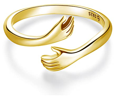 Frauen Ringe Silber 925 Gelbgold vergoldet Hug Ring Geburtstag Geschenk für mama