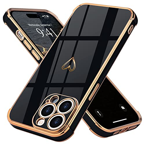 Lafunda Hülle kompatibel mit iPhone 14 Pro Max (6.7 Zoll) Handyhülle Mädchen Liebesherz Silikonhülle ultradünn Stoßfeste Schutzhülle Bumper Silikon case für iPhone 14 Pro Max Schwarz