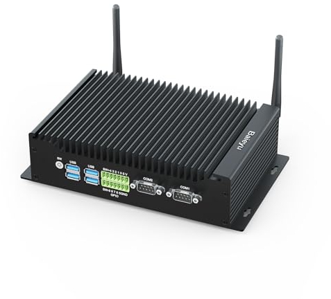 Baieyu Industrie PC Lüfterlos, Core i5-8260U with 8 GB RAM 256 GB SSD Mini Computer, 4K Triple Display, 2×RS232/485 COM, 2×HD, 2×RJ45 LAN, 1×DP, 1×GPIO Port, WiFi5, BT4.2 Industrie PC Windows 11 Pro