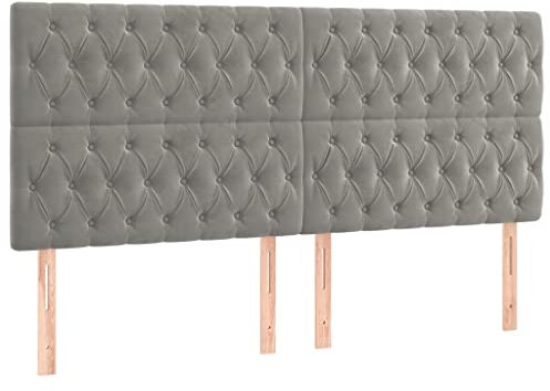 vidaXL LED Kopfteil Bettkopfteil Polsterkopfteil Betthaupt für Bett Bettgestell Bettrahmen Schlafzimmer Bettzubehör Hellgrau 180x7x118/128cm Samt
