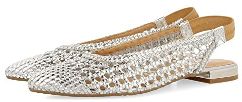 GIOSEPPO Ballerine Intrecciate in Pelle di Colore Nero per Donna Guatavita, Argento, 39 EU
