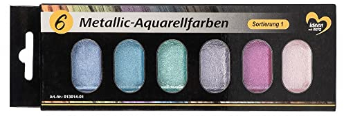 Ideen mit Herz Lot de 6 peintures aquarelles métallisées - 6 couleurs (assortiment 1)