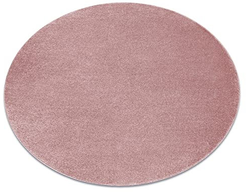 rugsx Teppich Softy rosa, runder, glatt, einfarbig, für Zimmer, Wohnzimmer, Schlafzimmer, Kreis 120 cm