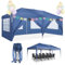 COBIZI Faltpavillon 3x6 Pavillon Wasserdicht Winterfest Pop Up Pavillon Klappbar 3x6 Zelt mit 6 Seitenwnden 3 Höhenverstellbar UV-Schutz Gardenpavillon Partyzelt für Markt, Freien Event (Blau)