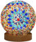 Cymwer Buntglas-Lampe im türkischen Stil mit Holzsockel, USB-Aufladung, einstellbare Helligkeit, böhmische Mosaik-Kugel-Glasleuchte, Glas-Lampenschirm for Schlafzimmer, Kinder und Erwachsene