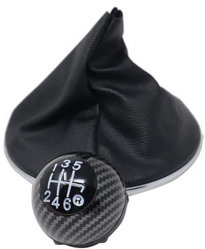 Vinciann Pomello carbon look cambio 6 marce con Cuffia manicotto per Fiat 500 500c 07-18 - calotta nera