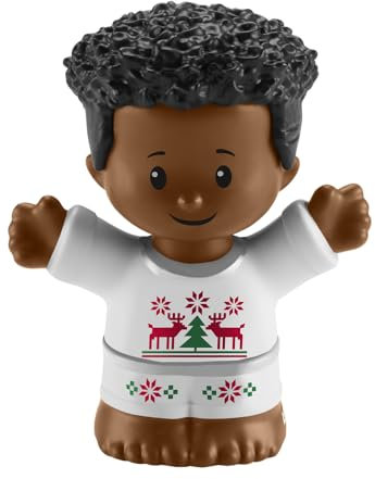 Ersatzteil für Fisher-Price Little-People Adventskalender Weihnachten Spielset – HGP72 ~ Ersatz afrikanisch-amerikanische kleine Jungen-Figur mit weißem Rentier-Outfit ~ funktioniert hervorragend mit