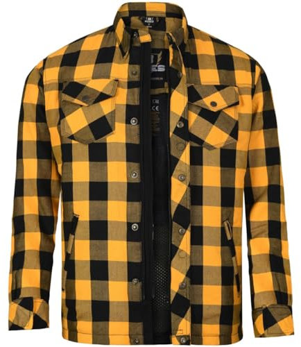 Bores Lumberjack Jacken-Hemd Basic Herren Motorradjacke Schwarz/Gelb 4XL