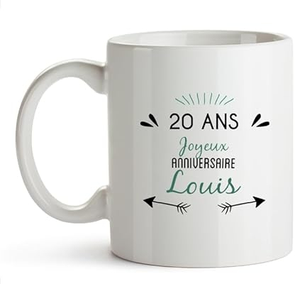 CADEAUX.COM - Mug personnalisable pour Homme de 20 ans - Message Personnalisable - Mug Personnalisé - Cadeau Anniversaire - Cadeau Homme
