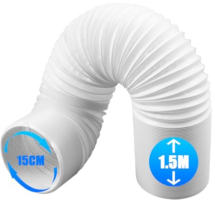 TIHOOK Tuyau d'Échappement de Climatiseur Portable Ø 150mm / 1.5m, Tuyau Kit Climatiseur Mobile Flexible, Tuyau D'éVacuation Universel pour Climatisation, Sèche-Linge, Déshumidificateurs