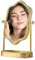 HuiDao Vintage Table Mirror, Metal Vanity Makeup Mirror with Tray, Stand Antique Decorative, 360° Swivel Desk Dressing Mirror for Dresser, Bedroom, Bathroom, Living Room, Gold