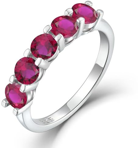 YL Damen Ringe 925 Sterling Silber Rubin Stapelbare Ring Eternity Ewigkeitring Schmuck Geschenke für Damen Mutter Freundin,Größe60