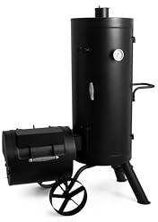 G21 Kansas BBQ - Ahumador de Carne de Leña, Parrilla Grande con Barbacoa, Termómetro Integrado, Carrito con Ruedas, 4 Años de Garantía
