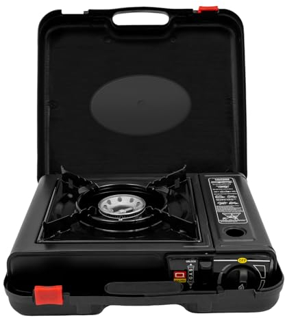 Barbacoa de carbón vegetal, cocina de gas, barbacoa de gas, hornillo para camping al aire libre, patio trasero con maletín de transporte, 2500 W