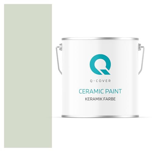 Q-COVER Keramik Farbe 5L (ca.35m²) Hell olivgrün Wandfarbe Innenfarbe Abwaschbar Klasse 1 Mattfarbe Deckenfarbe Scheuerfest Küche Bad Treppen Ceramic Hohe Deckkfraft