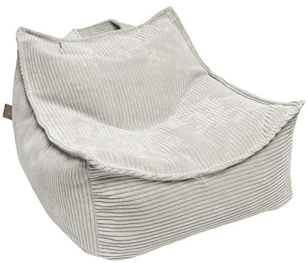 MEOWBABY Sitzsack Kinder – Bequemer Kindersessel mit Füllung – Sitzsack Kinderzimmer – Weicher Bodensessel für Kleinkinder – Waschbarer Bezug – Kindersitzsack für Mädchen & Jungen, Cord, Ecru