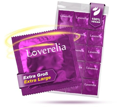 Loverelia Kondome Extra Groß - 1000 Stück (20 x 50 Stück) | Ø 56mm - XXL - extra lang & breit - Kondom für mehr Raum und Komfort - Naturkautschuk Latex - Vegan - Gefühlsecht