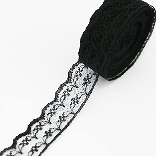 CHFYIJYHM Lot de 2 rouleaux de tissu en dentelle noire pour décoration, emballage cadeau, loisirs créatifs (style 15, 3 cm)