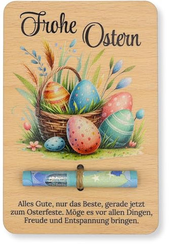 ZUKLA Verpackung für Geldgeschenke Ostern 15 x 10 cm - Handmade Ostereier Geldgeschenk Verpackung Holz - Verpackung für Geldgeschenke Ostern