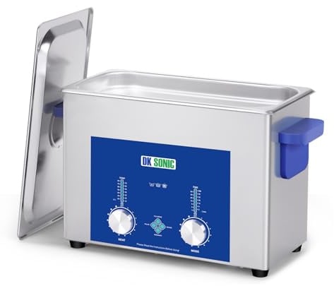 DK SONIC Industrial Ultrasonic Cleaner 4L,120W Commercial Ultrasonic Jewelry Cleaner with Encoded Timer, Heater& Basket, Multi-Application for Jewelry, Glasses, Chains, Watches