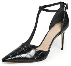 Cinq a Sept Women's Clara Croco t Strap Pump, Black, 38.5
