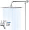 YDmeet Rainfall Shower Head and Hose Set, 10 Inch Stainless Steel Fixed Shower Head, 200CM Metal Hose with 3-Mode Diverter, 40CM Wall Mounted Extension Arm, Chrome.