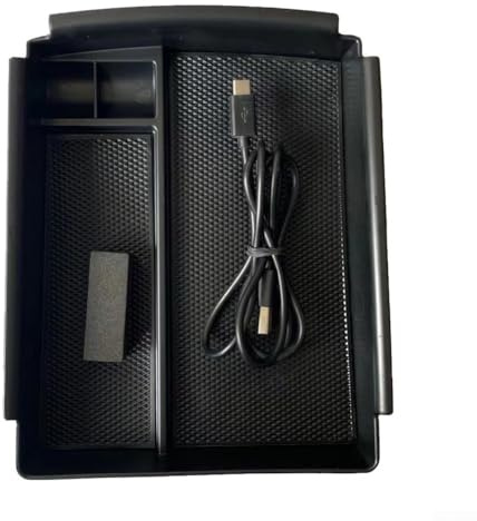Center Console Wireless Charger & Storage Box For Tesla For Model X/S (2016-2020), 2-in-1 ABS Organizer with 12V Power Cord, Case-Friendly Charging, OEM Fit Front Console
