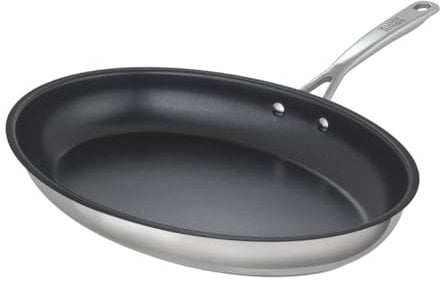 KUHN RIKON ALLROUND Fischpfanne beschichtet 36 x 25cm, mit Beschichtung, aus Edelstahl, geeignet für alle Herdarten inkl. Induktion
