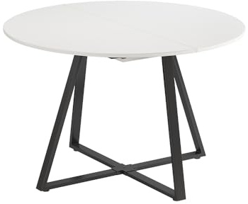 Vicco Esstisch Loyd, Weiß/Schwarz, 120-160 x 120 cm | ausziehbar, mit Auszugsfunktion für flexible Tischgrößenanpassung