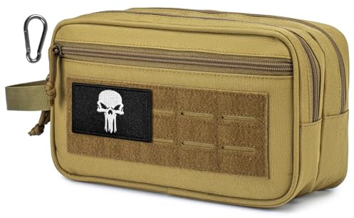 BAGZY Trousse de Toilette Homme Petite Pochette Tactique Militaire Accessoires Trousse de Secours Militaire Kit Rasage Homme Rangement Maquillage pour Camping, Fitness, Voyage, Sports Outdoor