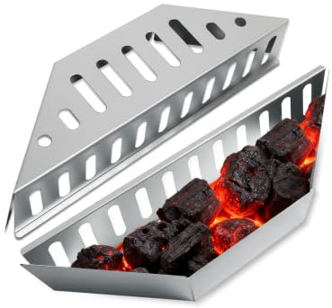 2 cestini per carbonella, ad alta temperatura, resistenza alla corrosione, diretto e indiretto, per bricchette, trucioli di legno, griglie