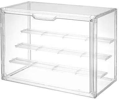 Acryl Vitrine Schaukasten Transparent Aufbewahrungsbox Abnehmbar Puppenvitrine Staubdichte Vitrinen mit magnetischer Tür Selbstmontage für Sammelfiguren und Action-Figuren (36×27×17,7cm, 3)