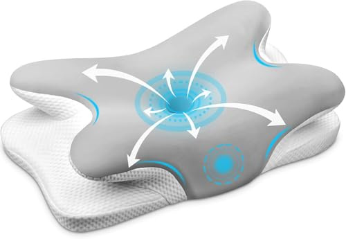 Ehomfory Nackenstützkissen Nackenkissen Kopfkissen Memory Foam Kissen, Ergonomisches Seitenschläferkissen für Seiten, Rücken & Bauchschläfer, 67x37x9/12 cm