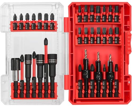 Wotendy Juego de 35 Puntas de Destornillador Extraduras, Juego de Atornillado Resistente a Impactos de Acero S2 para Destornilladores Eléctricos y Taladros