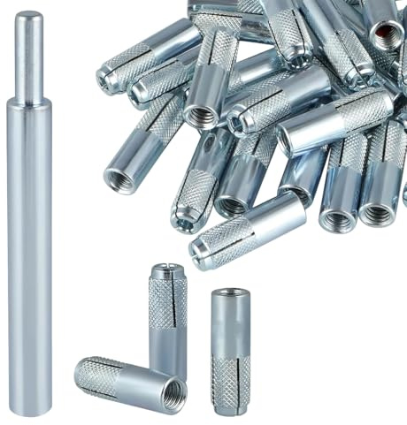 Eingebettete Befestigungselemente aus verzinktem Stahl, 1 4 20 und 3 8 16 Gewindeeinsätze mit Installationswerkzeug für Heimwerkerprojekte, Betonbefestigungsanker