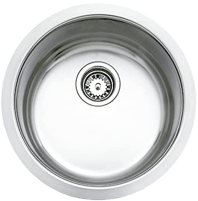 Teka BE Ø390 - Fregadero Bajo Encimera de 45 cm, 1 Cubeta Redonda, Embellecedor de Rebosadero, Accesorios de Fijación, Válvula Canasta, Color Acero Inoxidable