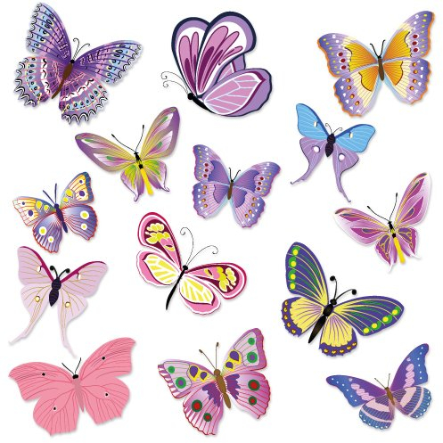 Wandkings Schmetterlinge Wandsticker Set, 14 Aufkleber, 2 DIN A4 Bögen, Gesamtfläche 60 x 20 cm