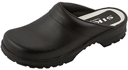 SIKA 149 Traditionell offener Clog mit breiter Passform und Fußbett aus Holz - Schwarz - Gr. 43