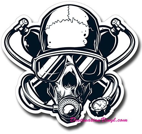 2 x adesivi in vinile lucido – Scuba Diver Skull Twinset Cool Laptop Decal #0113 (come mostrato.)