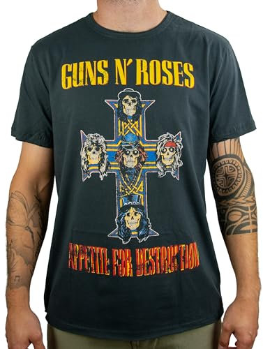 Amplified Damen T-Shirt Guns N Roses-Appetite for Destruction, Grau (Charcoal Cc), S