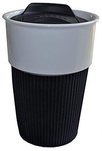 RheVeTec RheFLEX Kaffeebecher to go Porzellan/Travel Mug 350ml Neuheit 3 Farben (Schwarz)