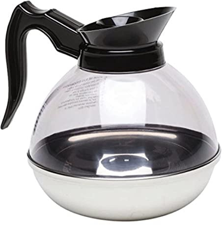 Genware NEV-8890 Coffee Decanter with Clear Top and Stainless Base, 64 oz.