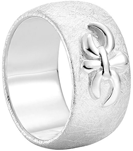 Vinani Ring Fleur de Lis Lilie Ritter Symbol gebürstet massiv Sterling Silber 925 Blume Größe 60 (19.1) 2RLG-60