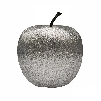 Pottery Pots Apfel Glitter Silber, handgefertigter Deko-Apfel, Robustes Fiberglas, Größe XS, Glitzer Silber, Dekoartikel für Drinnen & Draußen, Wohnideen, Deko-Artikel für Gastronomie und Hotellerie