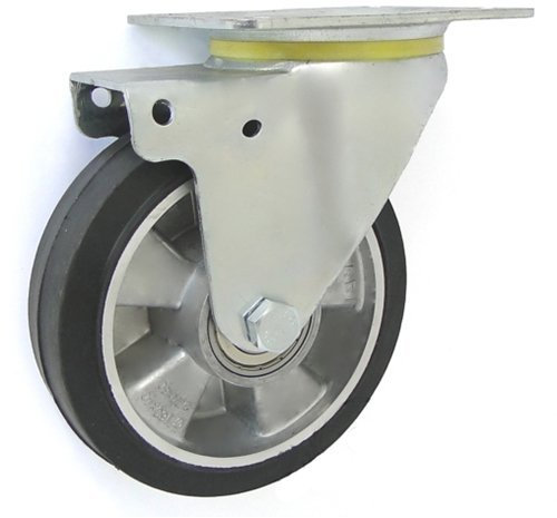 Zabi Aluminium-Gummiräder mit Vollgummireifen d=160mm-300kg in kippbaren Gehäusen mit Kugellager