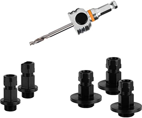 Mandrex | Lochsägen One Klick Aufnahmen Starter Set 11 mm Sechskant mit Zentrierbohrer kurz & 5 Adapter | MX200031B